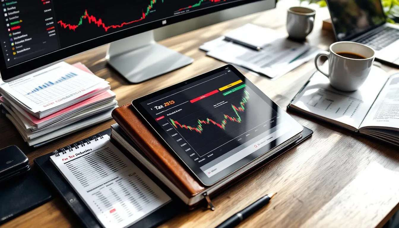 2025년 투자 성공을 위한 월별 및 분기별 체크리스트와 세금 준비를 나타내는 금융 계획 이미지