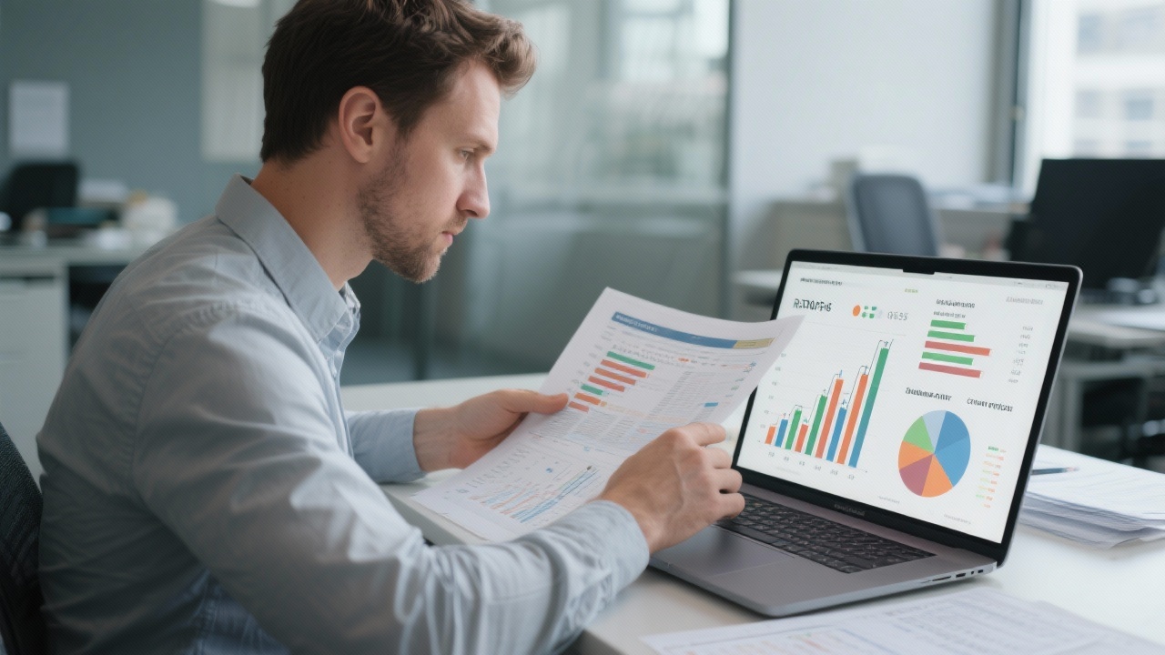 주식투자 FAQ 초보자를 위한 2025년 최신 가이드 6 투자자가 기업의 재무 건전성과 성장성, 가치 평가를 분석하는 모습