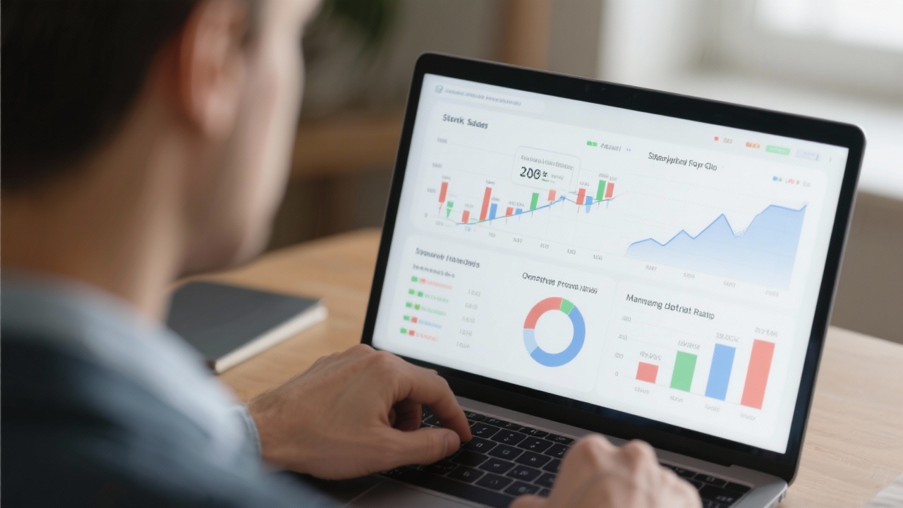 2025년 주식시장 전망과 초보자 투자 전략 총정리 5 초보 투자자가 매출과 영업이익 성장, 부채비율 안정성을 분석하는 모습