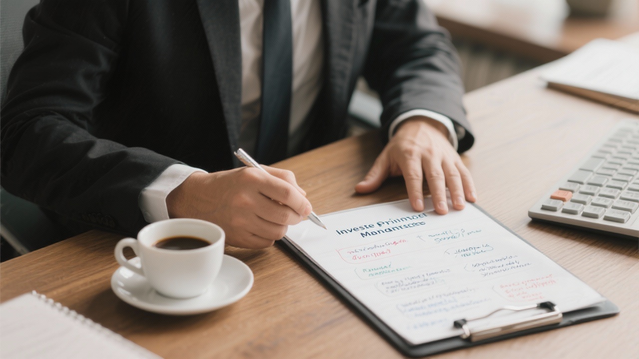 2025년 주식투자 시작 방법 완벽 가이드 총정리 8 투자 원칙을 글로 적어두고 감정적 매매를 피하려는 모습을 표현한 이미지